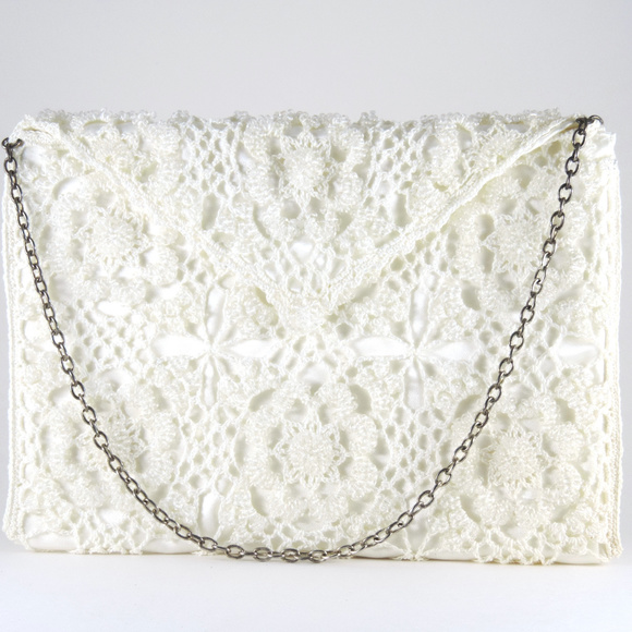 white clutch handbag